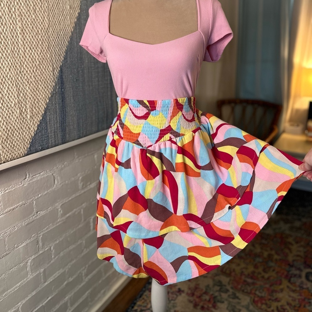 Torrid Bold Colorful Layered Ruffle Shorts - Picture 2 of 11